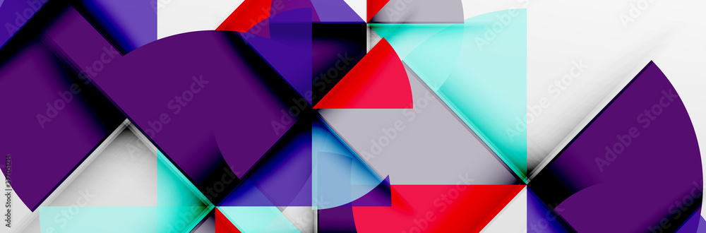 Bright color circles, abstract round shapes and triangles composition with shadow effects. Vector modern geometric design template Bright color circles, abstract round shapes and triangles composition with shadow effects. Vector modern geometric design template