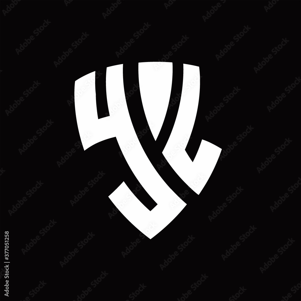YL Logo monogram with shield elements shape design template YL Logo monogram with shield elements shape design template