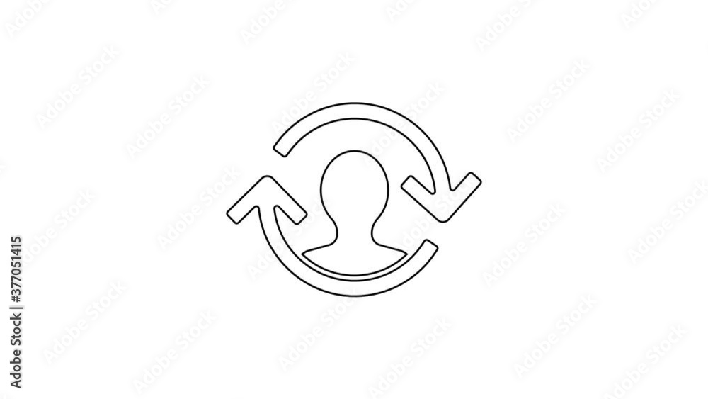 Black line Human resources icon isolated on white background. Concept of human resources management, professional staff research, head hunter job. 4K Video motion graphic animation. Black line Human resources icon isolated on white background. Concept of human resources management, professional staff research, head hunter job. 4K Video motion graphic animation.