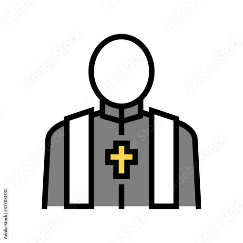 priest pastor color icon vector. priest pastor sign. isolated symbol illustration