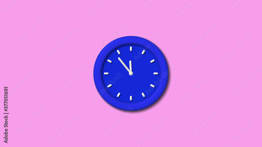 New blue color 3d wall clock on pink light background,3d clock New blue color 3d wall clock on pink light background,3d clock