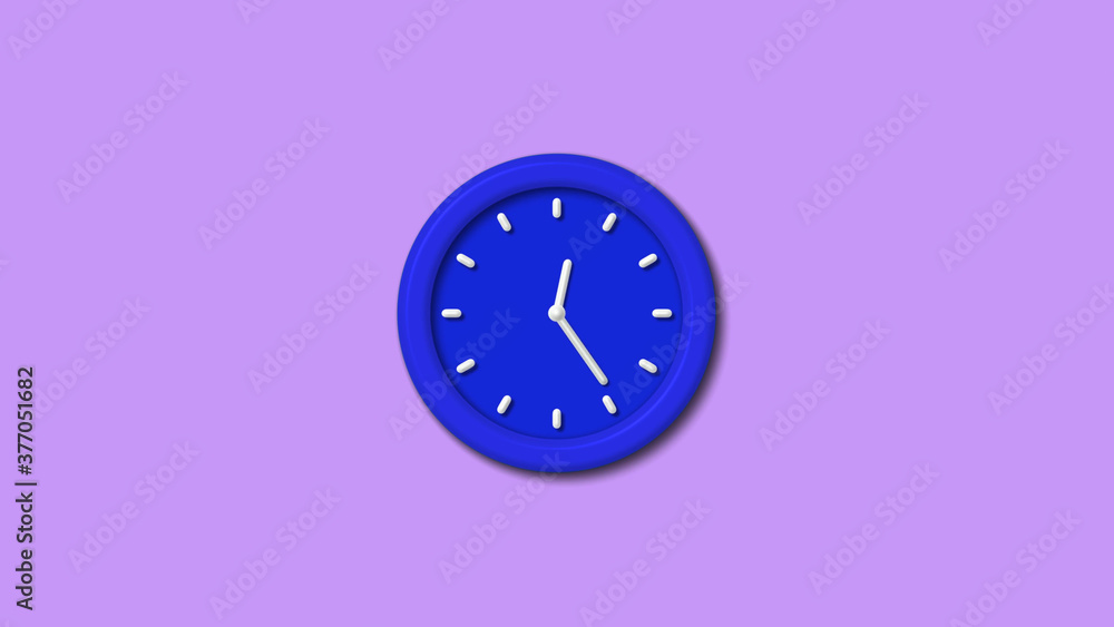 Beautiful blue color 3d wall clock on purple light background Beautiful blue color 3d wall clock on purple light background