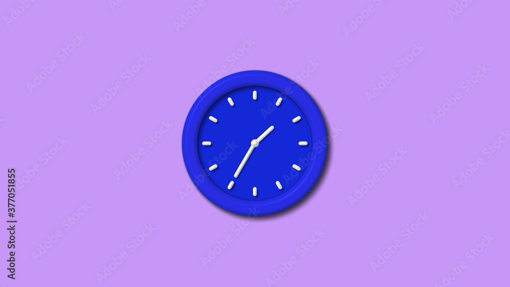 Beautiful blue color 3d wall clock on purple light background Beautiful blue color 3d wall clock on purple light background