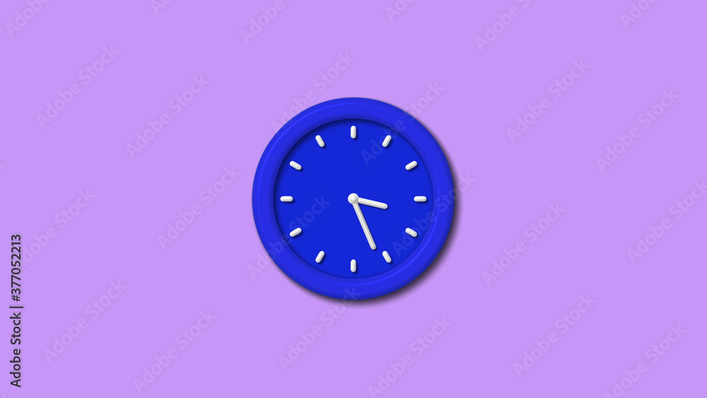 Beautiful blue color 3d wall clock on purple light background Beautiful blue color 3d wall clock on purple light background