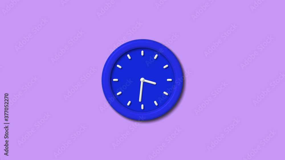 Beautiful blue color 3d wall clock on purple light background Beautiful blue color 3d wall clock on purple light background