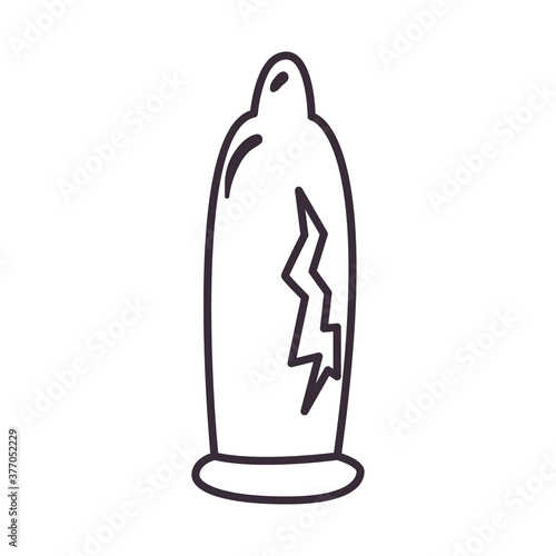 broken condom line style icon vector design