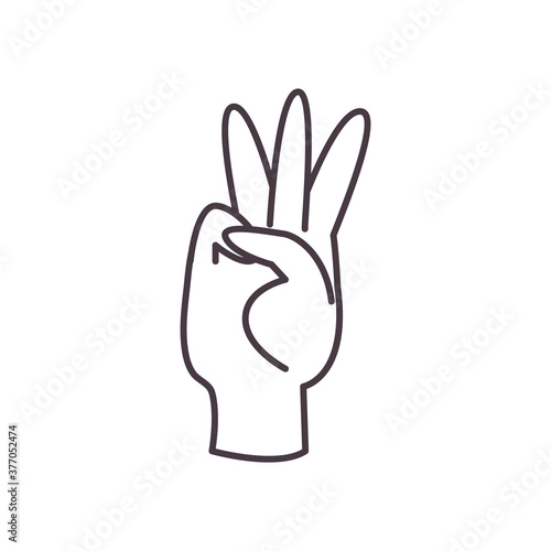 six hand sign language line style icon vector design
