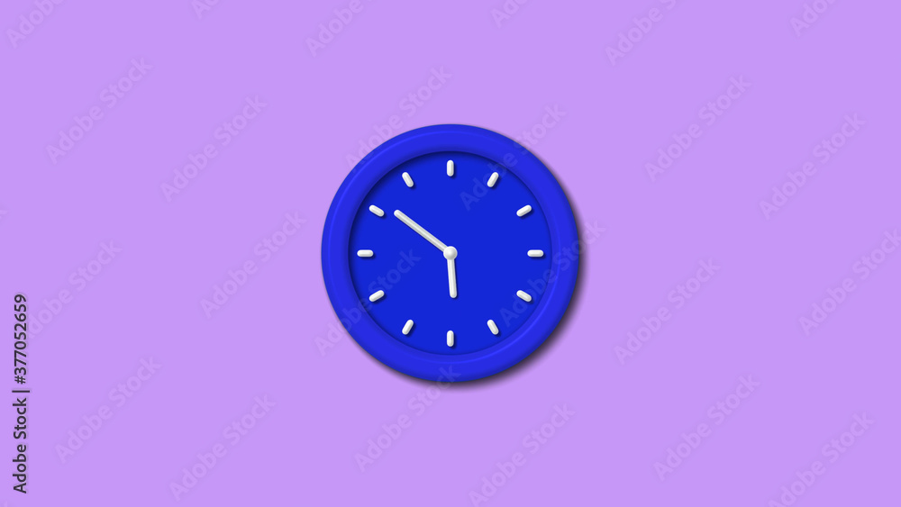 Counting down 3d wall clock icon on purple light background,blue clock Counting down 3d wall clock icon on purple light background,blue clock