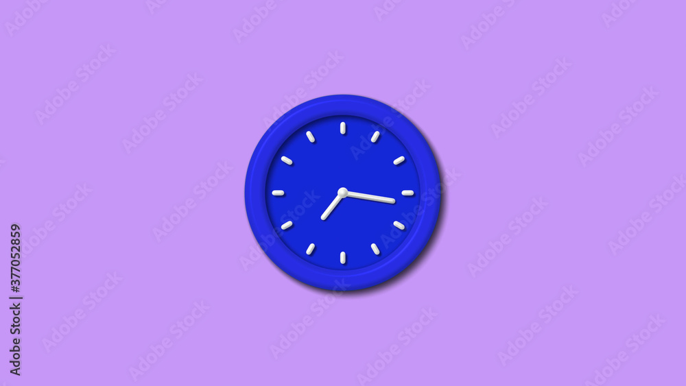 Counting down 3d wall clock icon on purple light background,blue clock Counting down 3d wall clock icon on purple light background,blue clock