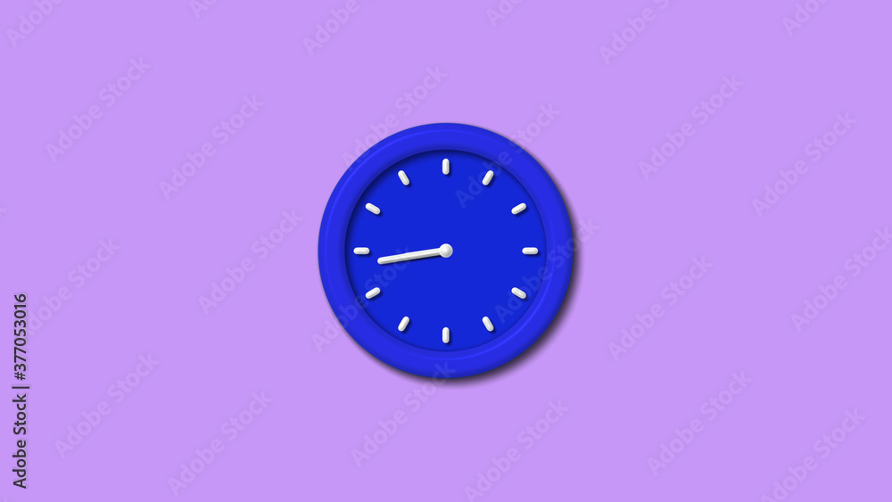Counting down 3d wall clock icon on purple light background,blue clock Counting down 3d wall clock icon on purple light background,blue clock