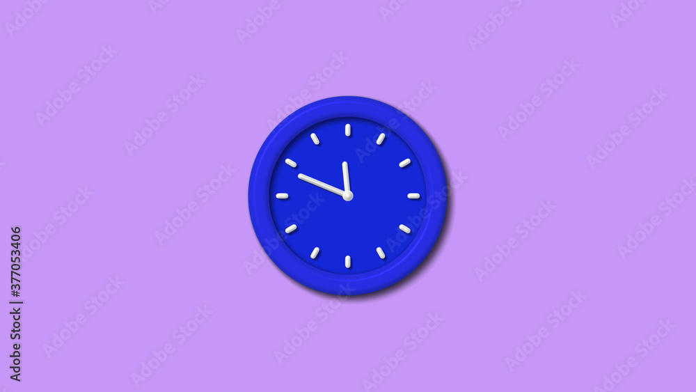 Counting down 3d wall clock icon on purple light background,blue clock Counting down 3d wall clock icon on purple light background,blue clock