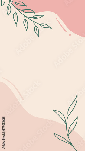 Vector abstract floral story template for social media. Trendy hand drawn minimal pastel color background