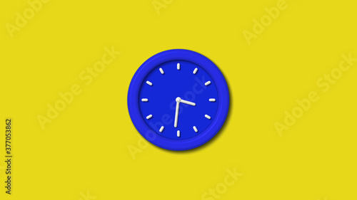 12 hours counting down 3d wall clock icon on yellow background,clock image