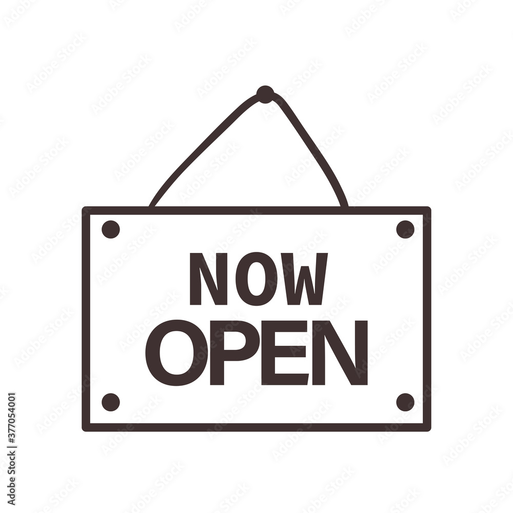 now open banner line style icon vector design now open banner line style icon vector design