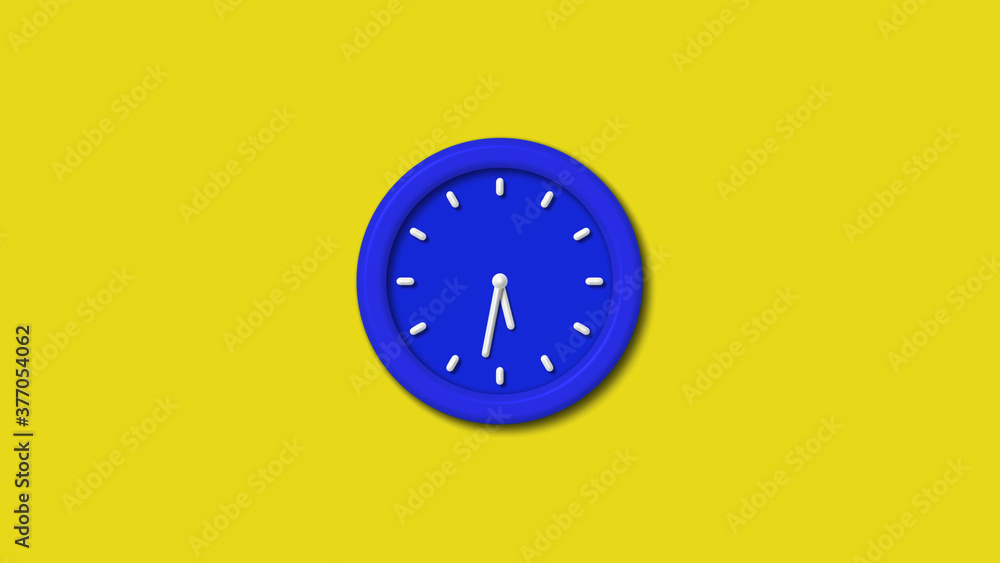 12 hours counting down 3d wall clock on yellow background,wall clock image