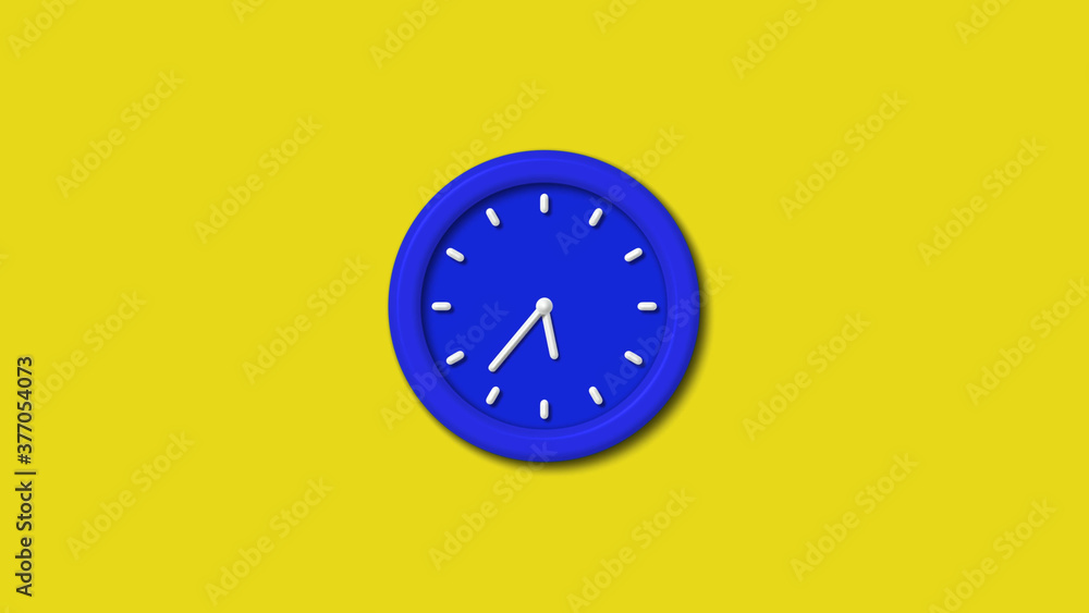 12 hours counting down 3d wall clock on yellow background,wall clock image
