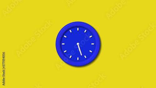 12 hours counting down 3d wall clock on yellow background,wall clock image