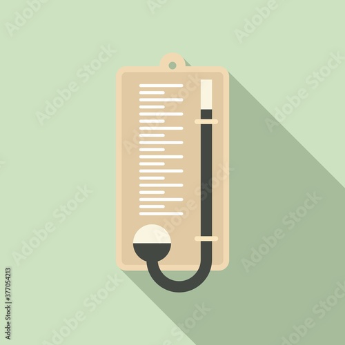 Wood barometer icon. Flat illustration of wood barometer vector icon for web design