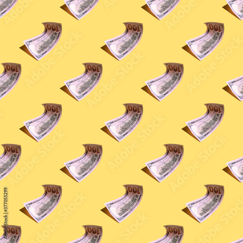 Seamless pattern with one handred dollar. photo