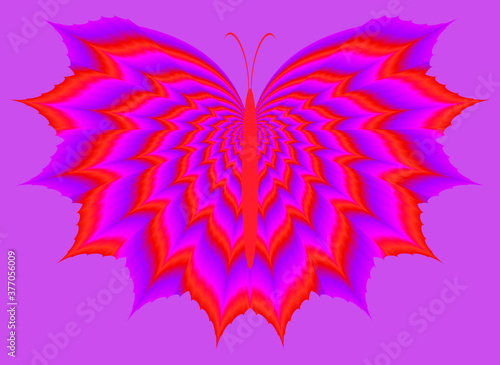Red butterfly. Optical expansion illusion.