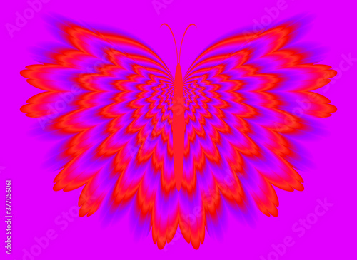 Red butterfly. Optical expansion illusion.