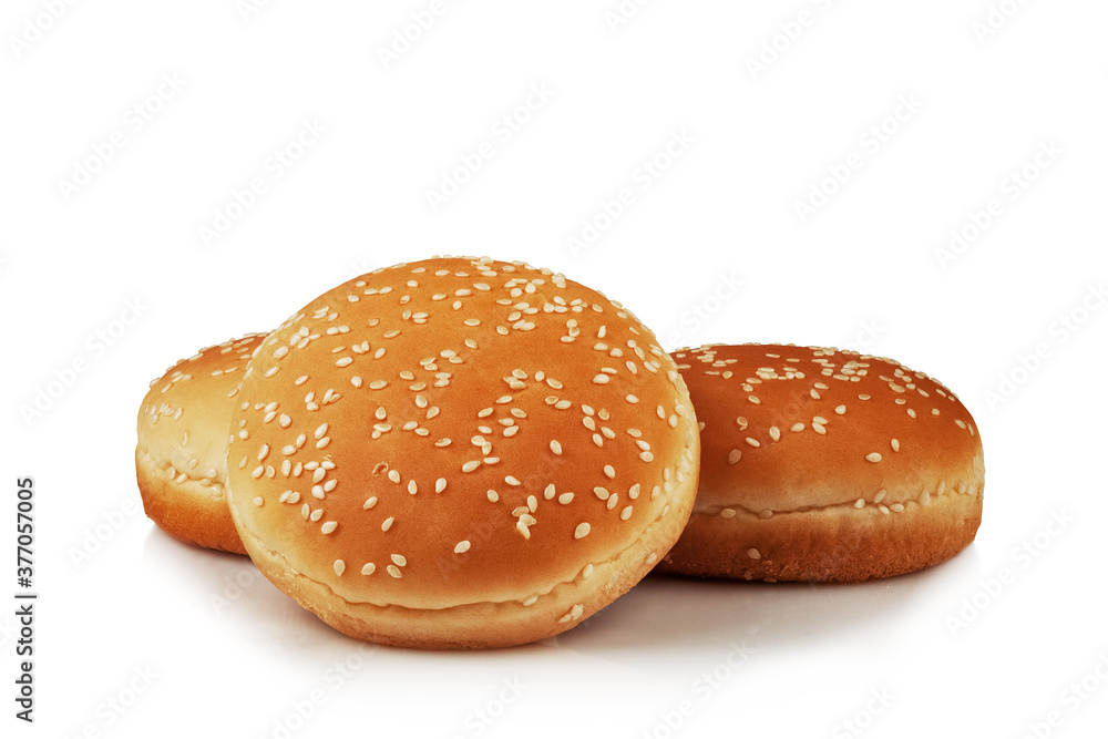 Fresh, delicious sesame buns on a white background Fresh, delicious sesame buns on a white background