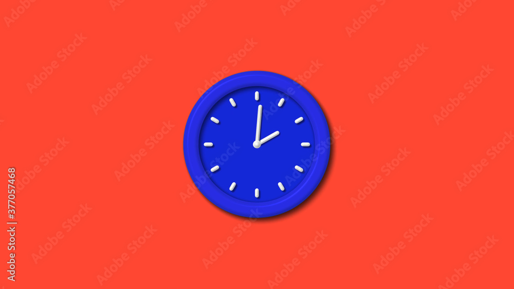 New blue color 12 hours counting down clock on red background,3d clock New blue color 12 hours counting down clock on red background,3d clock