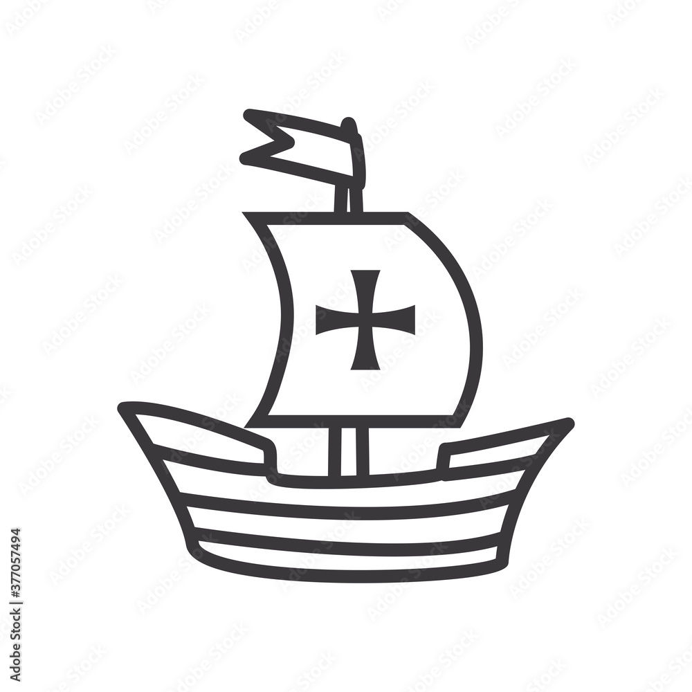 Columbus ship line style icon vector design Columbus ship line style icon vector design
