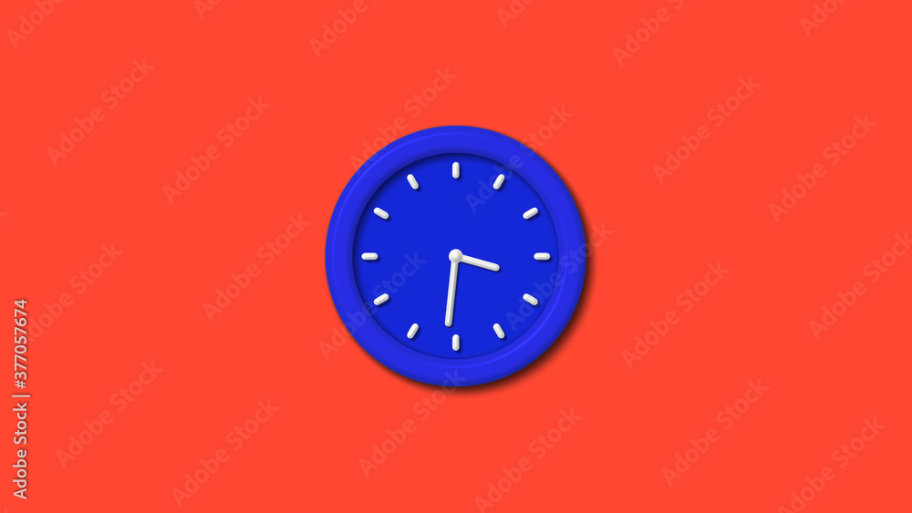 New blue color 12 hours counting down clock on red background,3d clock New blue color 12 hours counting down clock on red background,3d clock
