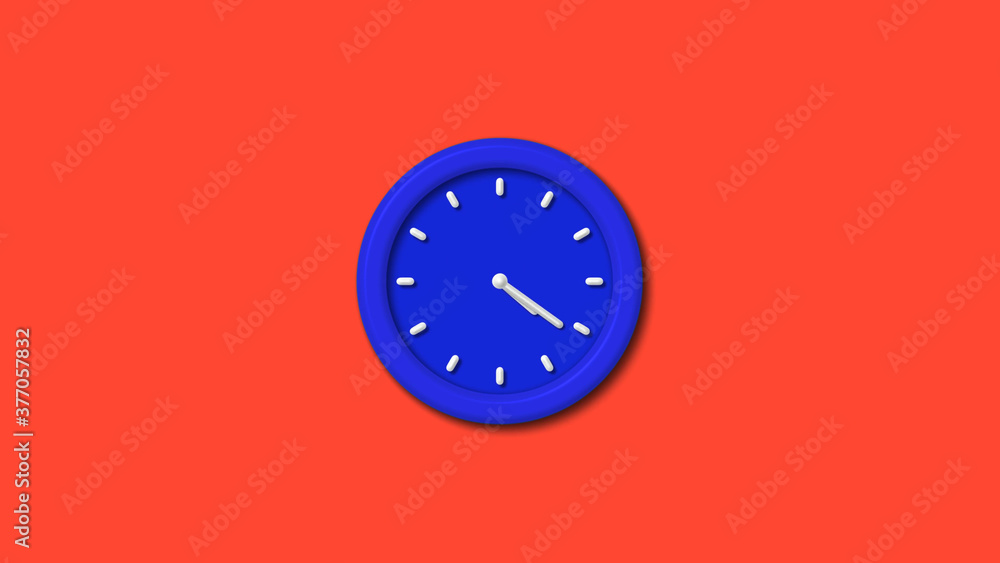 12 hours counting down 3d wall clock icon on red background,blue clock 12 hours counting down 3d wall clock icon on red background,blue clock