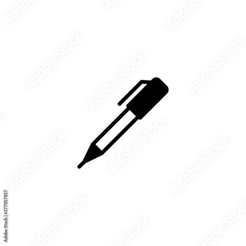 Pen Icon in black flat glyph, filled style isolated on white background