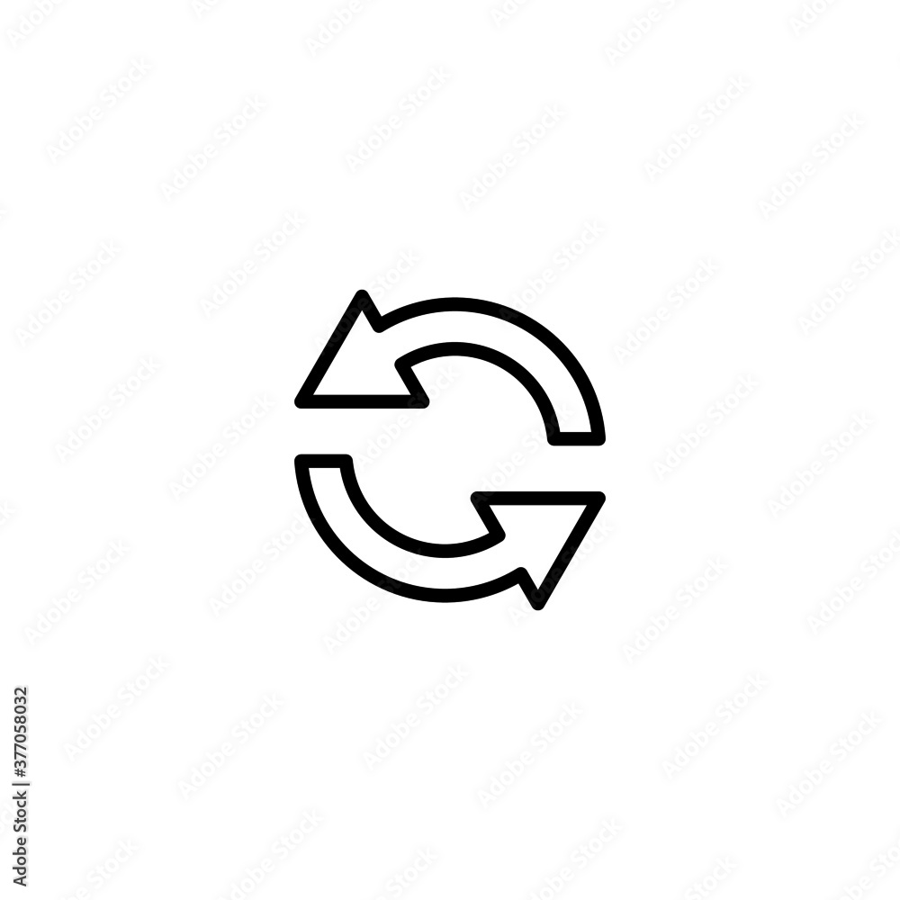 Sync Icon in black line style icon, style isolated on white background Sync Icon in black line style icon, style isolated on white background