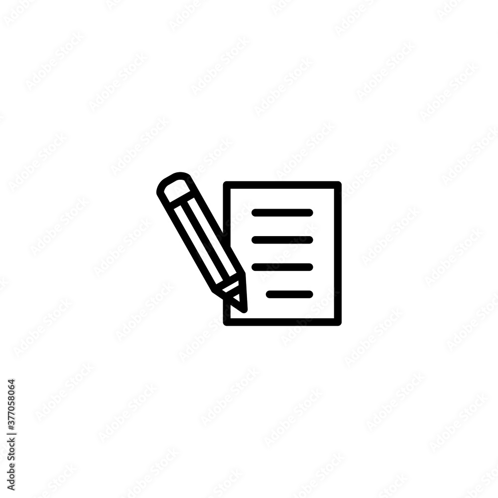 Writing icon in black line style icon, style isolated on white background Writing icon in black line style icon, style isolated on white background