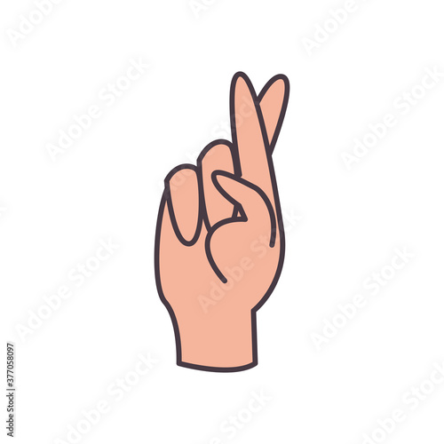 r hand sign language line and fill style icon vector design