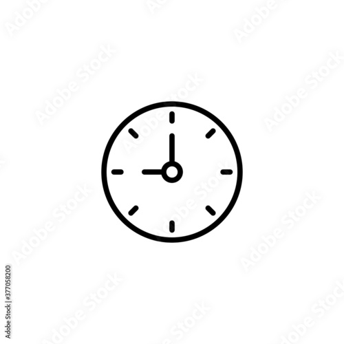 Clock Icon  in black line style icon, style isolated on white background