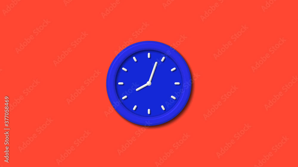 12 hours counting down 3d wall clock icon on red background,blue clock 12 hours counting down 3d wall clock icon on red background,blue clock