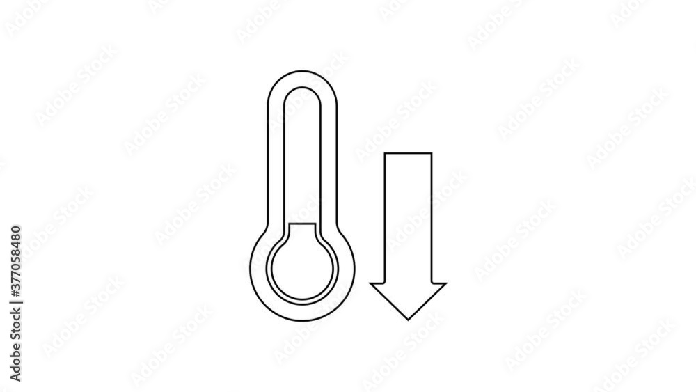Black line Meteorology thermometer measuring icon isolated on white background. Thermometer equipment showing hot or cold weather. 4K Video motion graphic animation. Black line Meteorology thermometer measuring icon isolated on white background. Thermometer equipment showing hot or cold weather. 4K Video motion graphic animation.