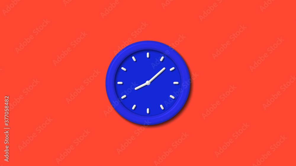 12 hours counting down 3d wall clock icon on red background,blue clock 12 hours counting down 3d wall clock icon on red background,blue clock