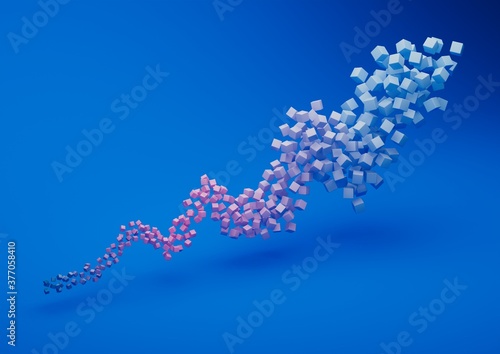 Abstract 3d render, composition composition, blue background design with pink and blue gradient objects