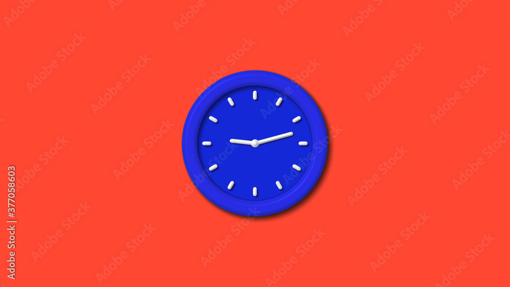 12 hours counting down 3d wall clock icon on red background,blue clock 12 hours counting down 3d wall clock icon on red background,blue clock