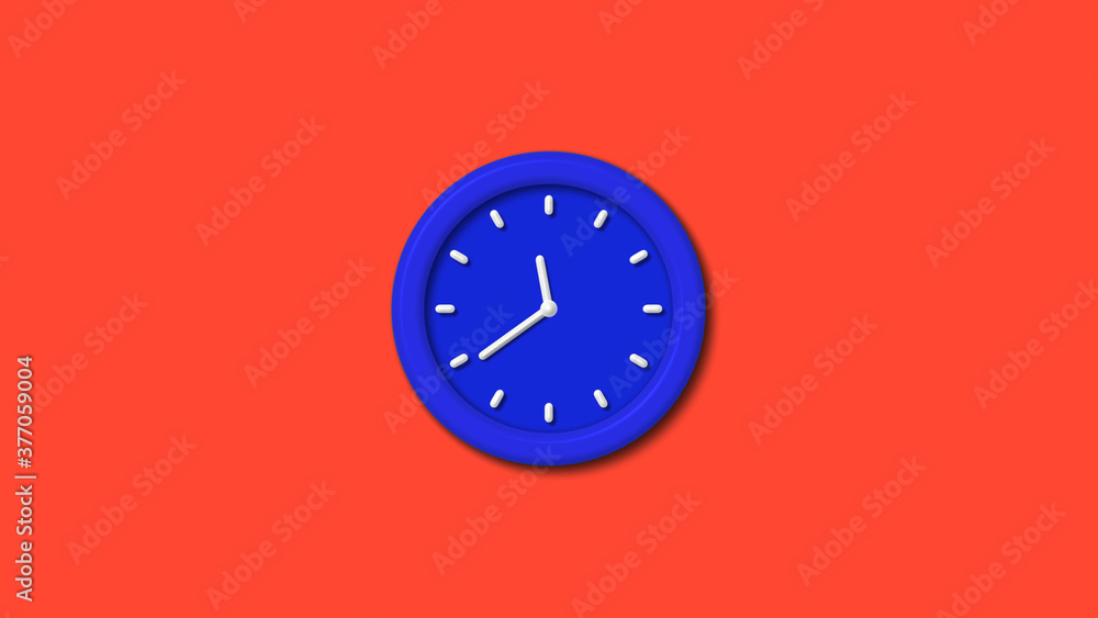 12 hours counting down 3d wall clock icon on red background,blue clock 12 hours counting down 3d wall clock icon on red background,blue clock