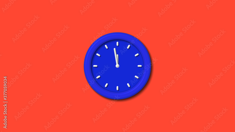 12 hours counting down 3d wall clock icon on red background,blue clock 12 hours counting down 3d wall clock icon on red background,blue clock