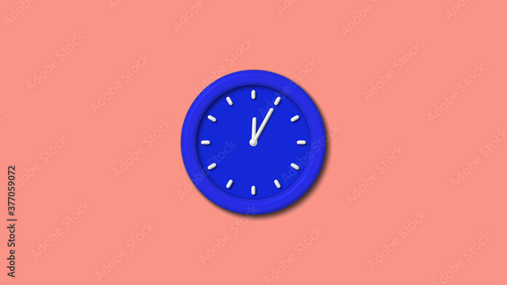 Blue color 3d wall clock on red light background,clock image Blue color 3d wall clock on red light background,clock image
