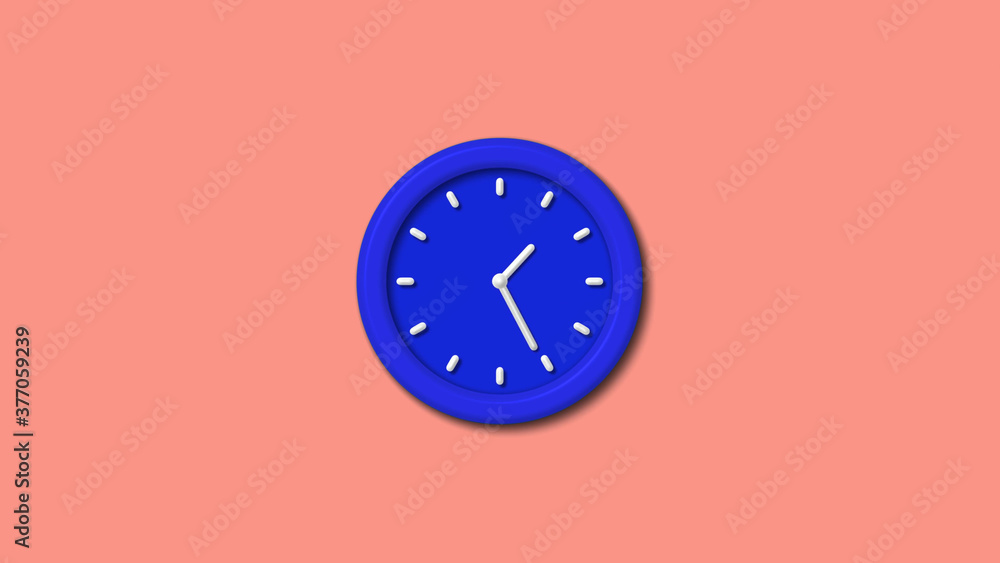 Blue color 3d wall clock on red light background,clock image Blue color 3d wall clock on red light background,clock image