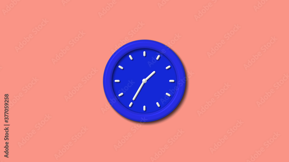 Blue color 3d wall clock on red light background,clock image Blue color 3d wall clock on red light background,clock image