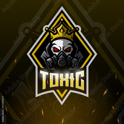 Skull king with gas mask sport logo design
