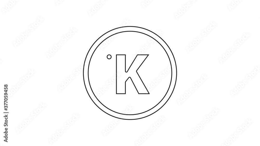 Black line Kelvin icon isolated on white background. 4K Video motion graphic animation. Black line Kelvin icon isolated on white background. 4K Video motion graphic animation.