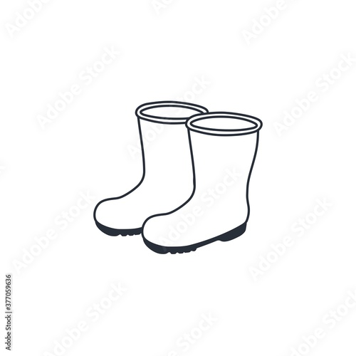 Rubber boots. Vector icon isolated on white background.