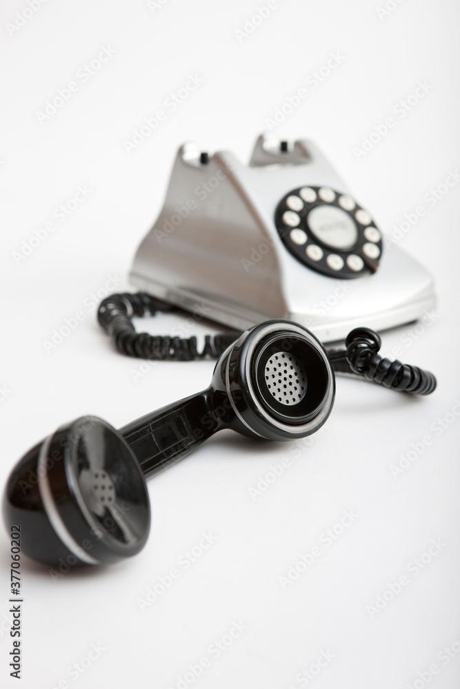 black and silver retro telephone black and silver retro telephone