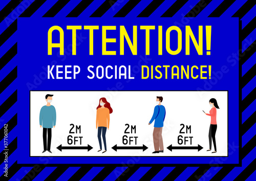 Keep social distance - Covid-19, SARS-CoV-2 virus - vector illustration